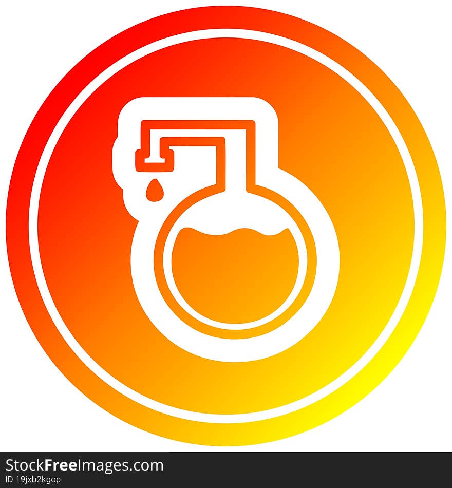 chemical vial circular icon with warm gradient finish. chemical vial circular icon with warm gradient finish