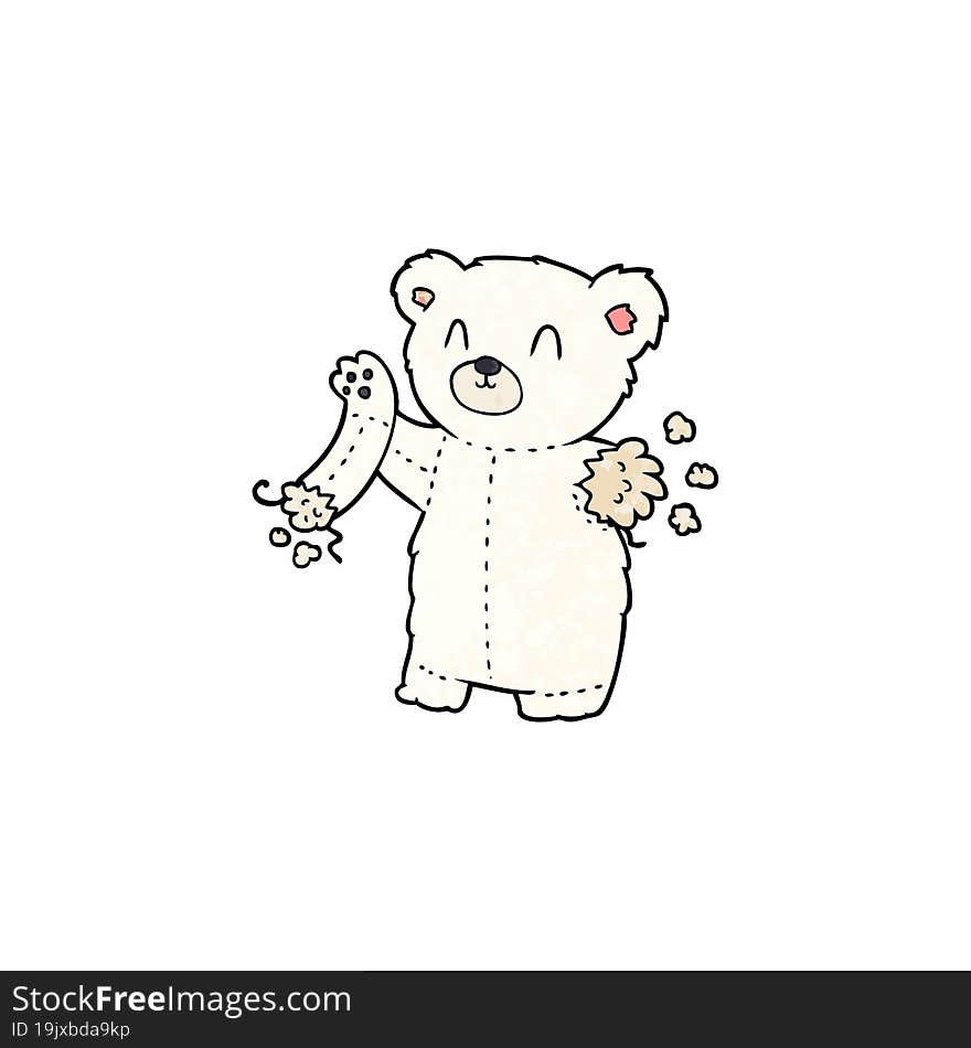 cartoon polar bear teddy with  torn arm. cartoon polar bear teddy with  torn arm