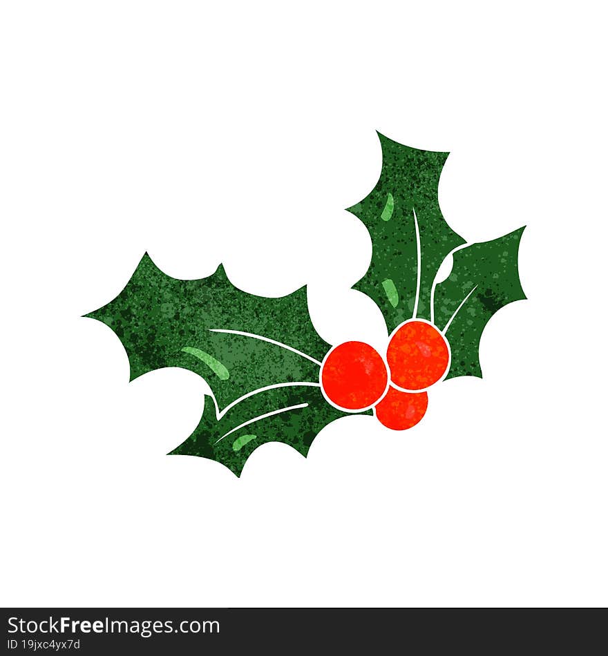 Retro Cartoon Christmas Holly