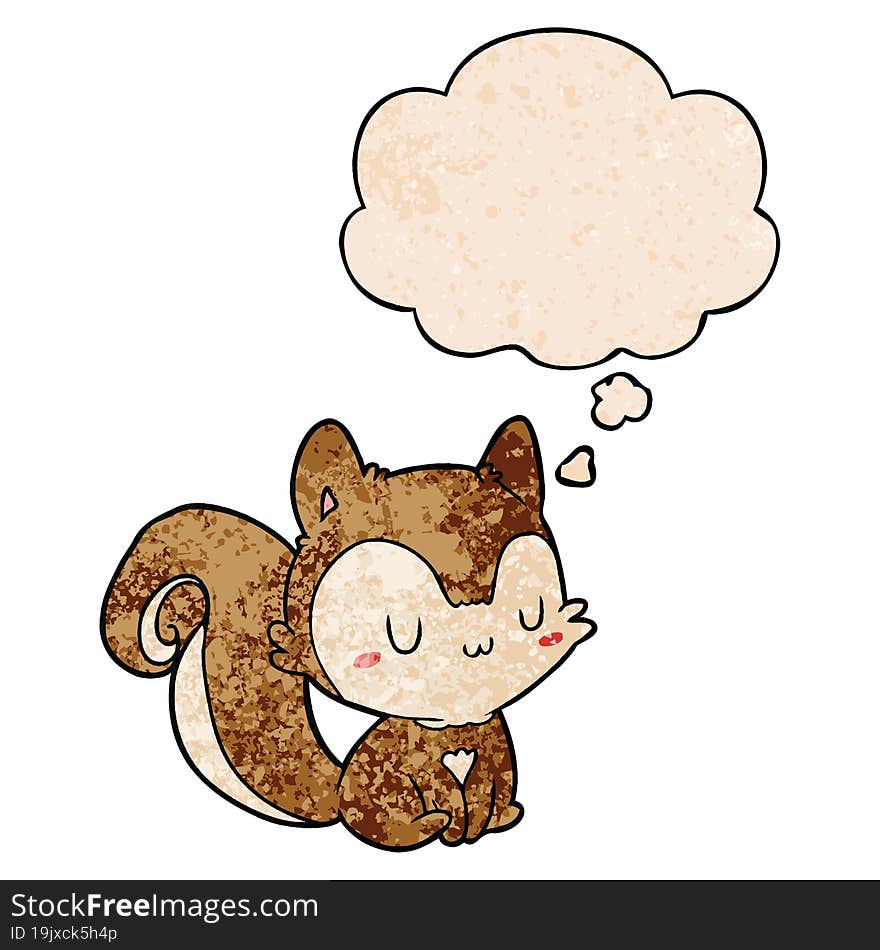 cartoon squirrel and thought bubble in grunge texture pattern style