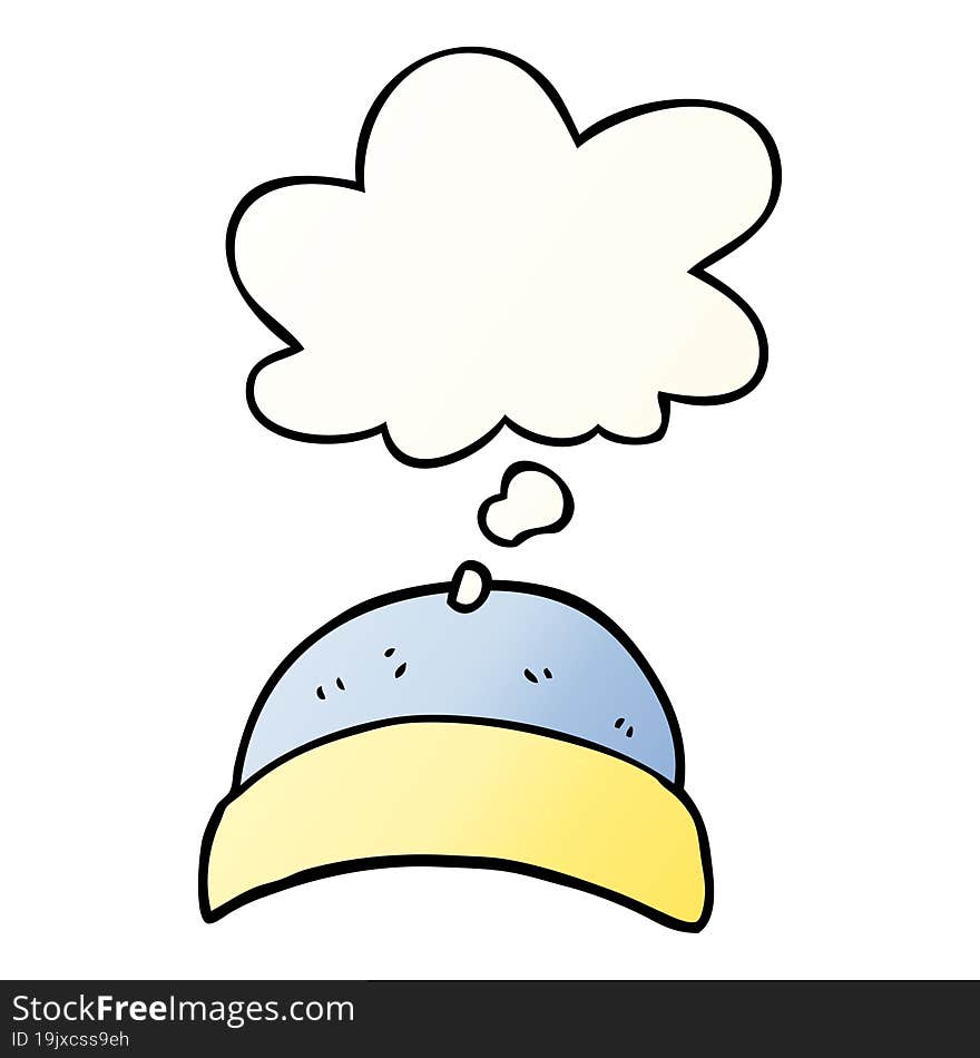 cartoon hat and thought bubble in smooth gradient style