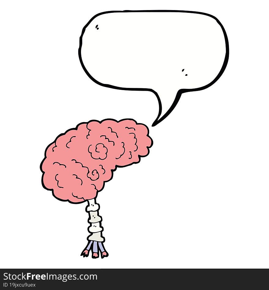 Cartoon Brain With Speech Bubble