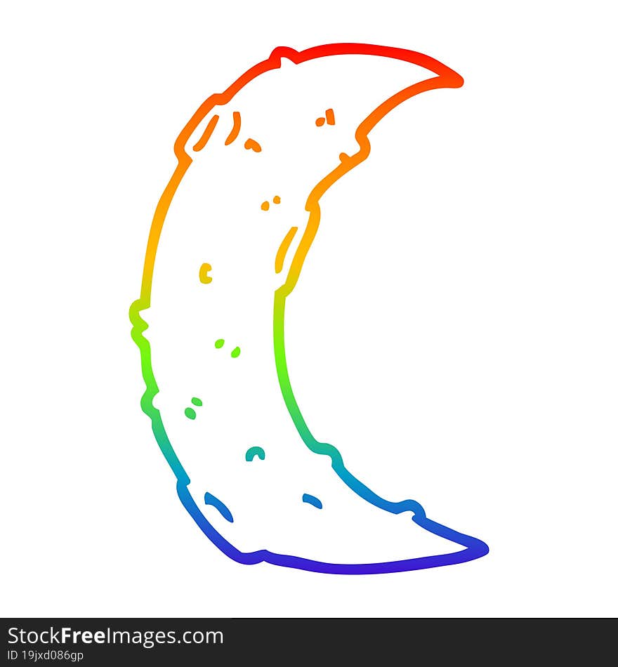 rainbow gradient line drawing cartoon moon