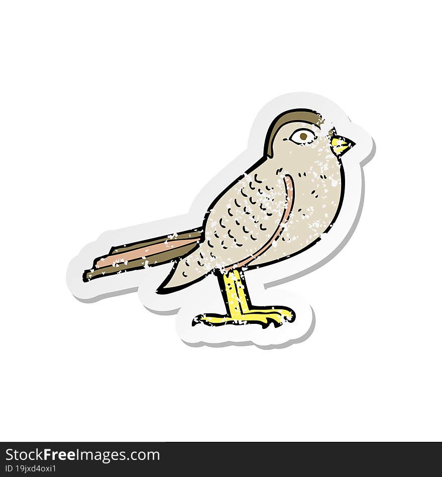 retro distressed sticker of a cartoon garden bird