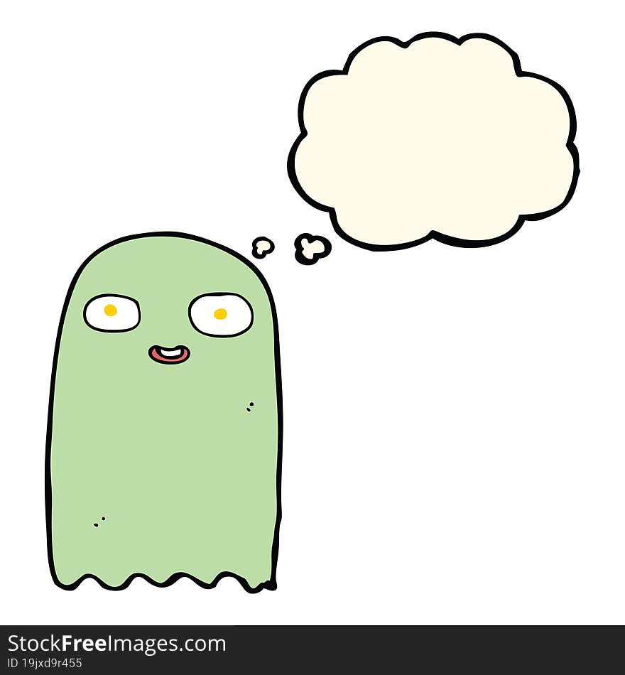 Funny Cartoon Ghost With Thought Bubble