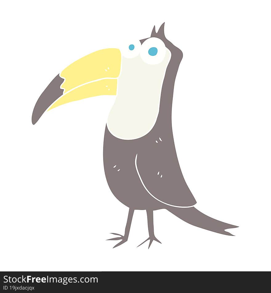 flat color illustration of a cartoon toucan