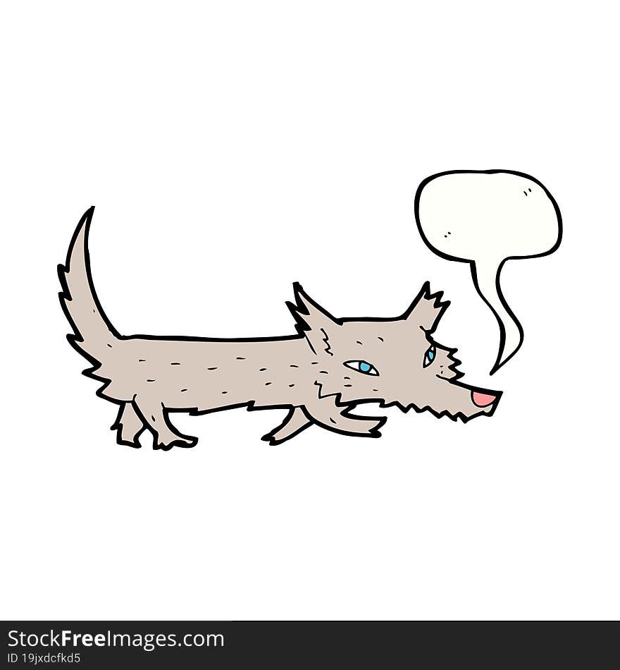 cartoon little wolf with speech bubble