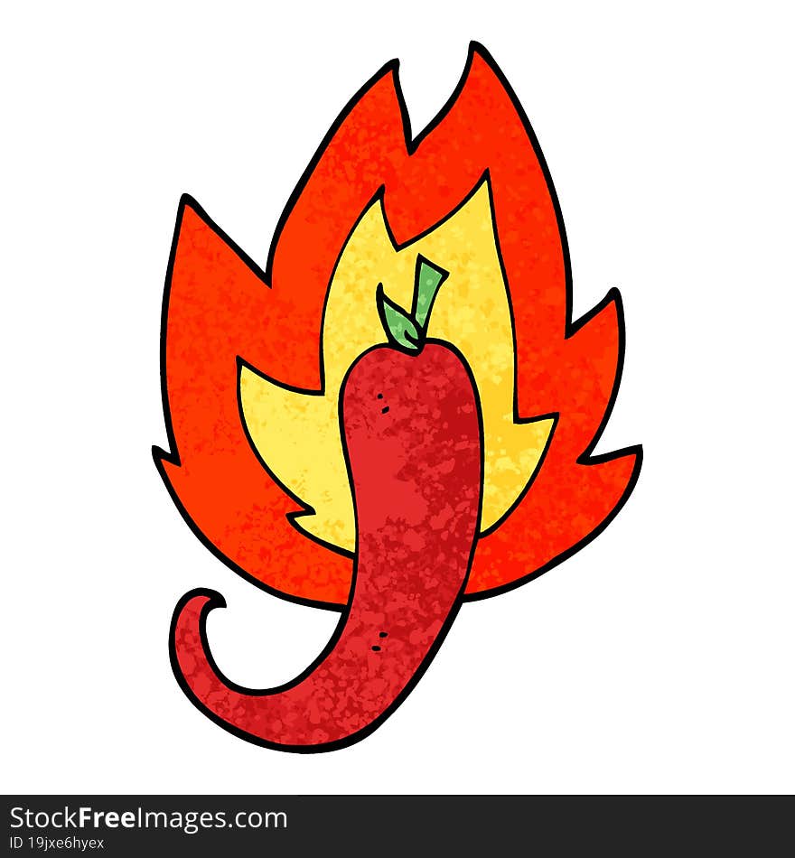 grunge textured illustration cartoon red hot chili