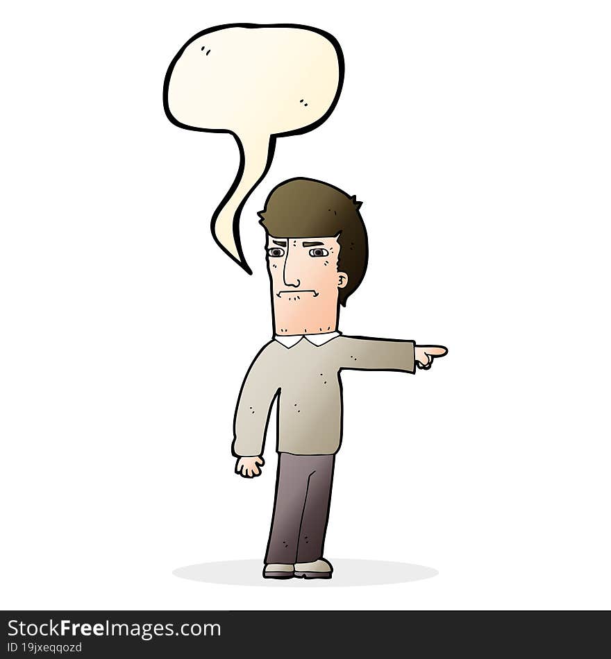 Cartoon Man Pointing With Speech Bubble