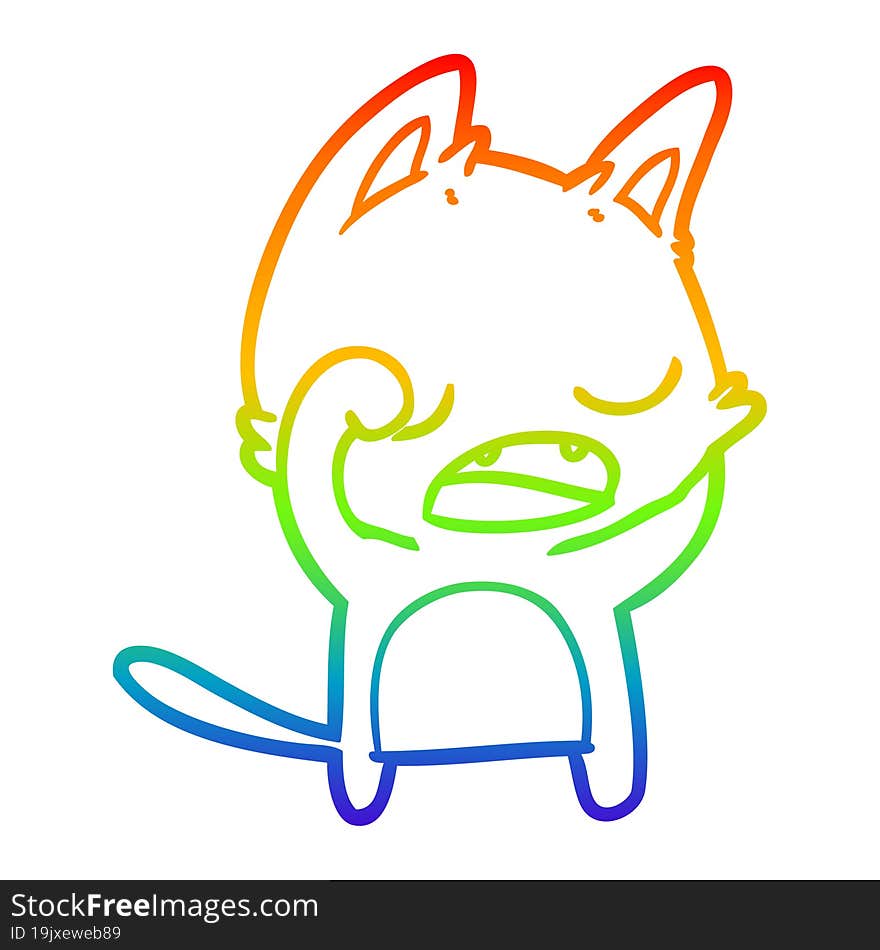 rainbow gradient line drawing talking cat cartoon