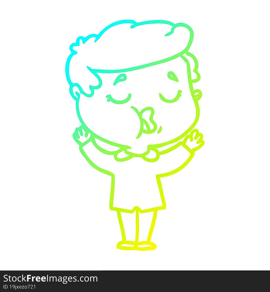 Cold Gradient Line Drawing Cartoon Man Talking