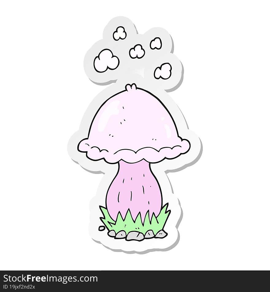 Sticker Of A Cartoon Toadstool