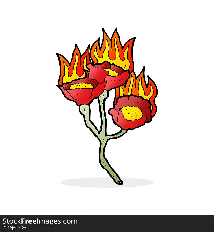 cartoon burning flowers