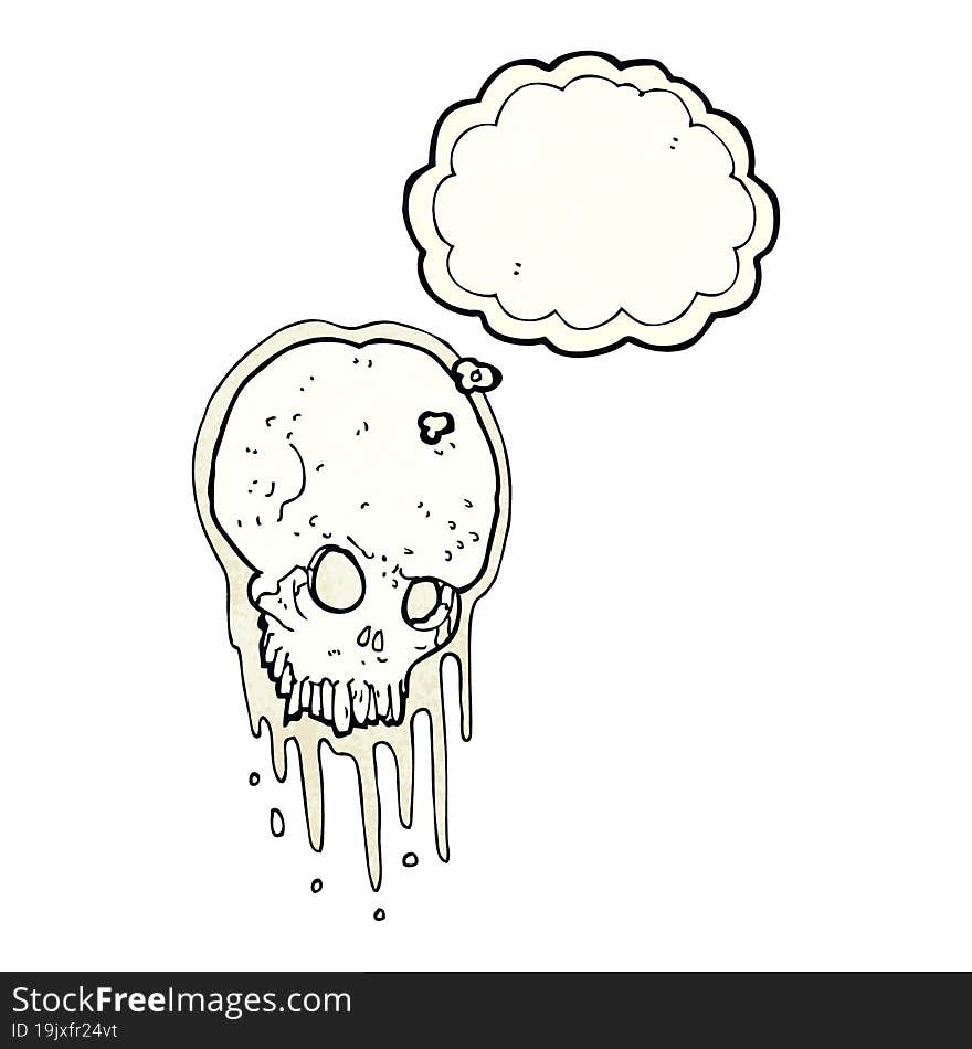 Cartoon Scary Skull With Thought Bubble