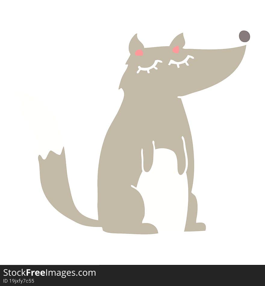 Flat Color Style Cartoon Wolf