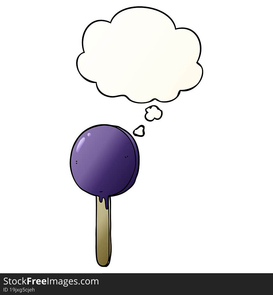 Cartoon Lollipop And Thought Bubble In Smooth Gradient Style