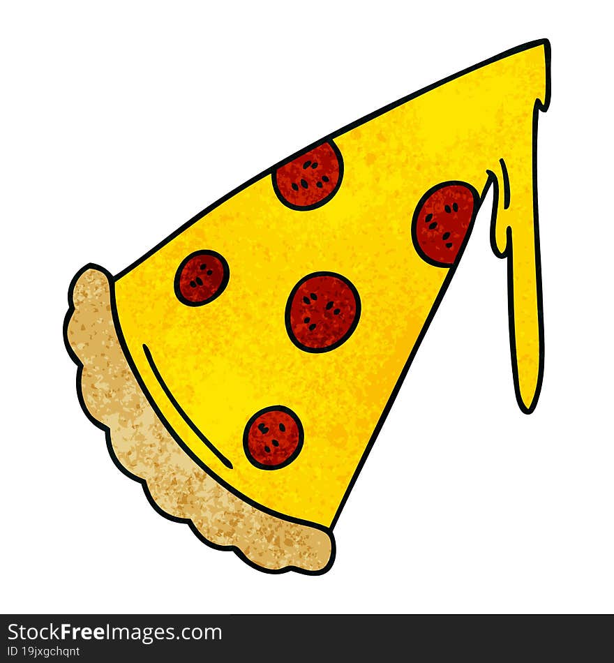 quirky hand drawn cartoon slice of pizza