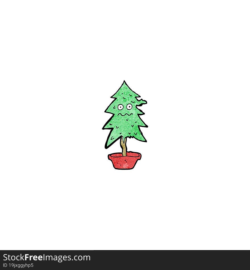 cartoon ragged old christmas tree