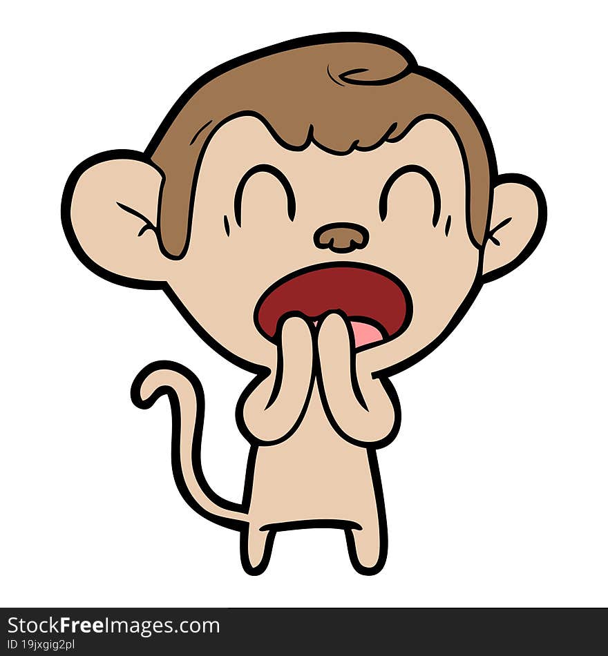 yawning cartoon monkey. yawning cartoon monkey