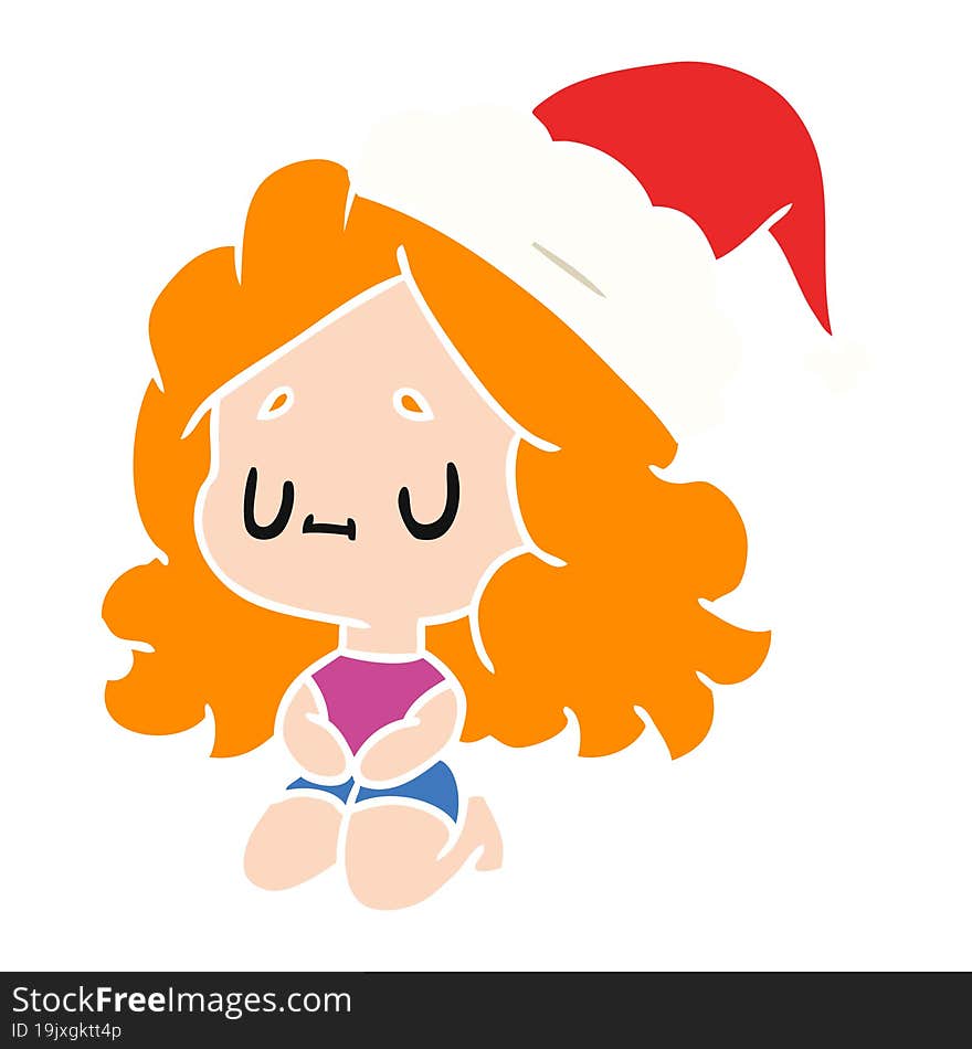 hand drawn christmas cartoon of kawaii girl