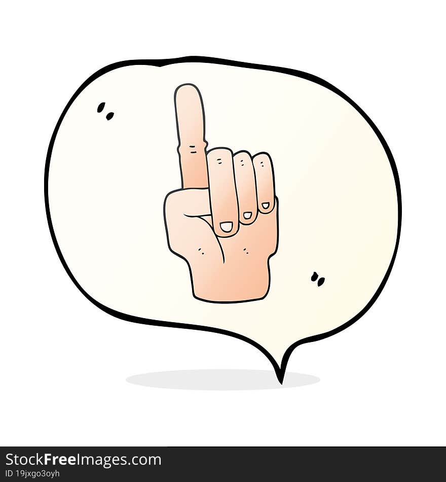 freehand drawn speech bubble cartoon pointing hand