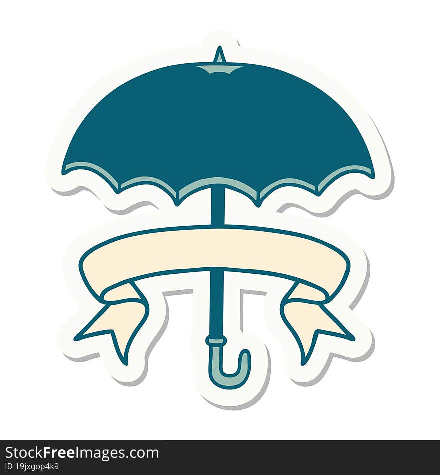 tattoo sticker with banner of an umbrella