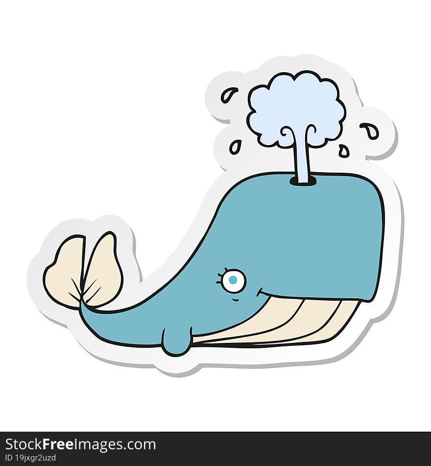 sticker of a cartoon whale spouting water