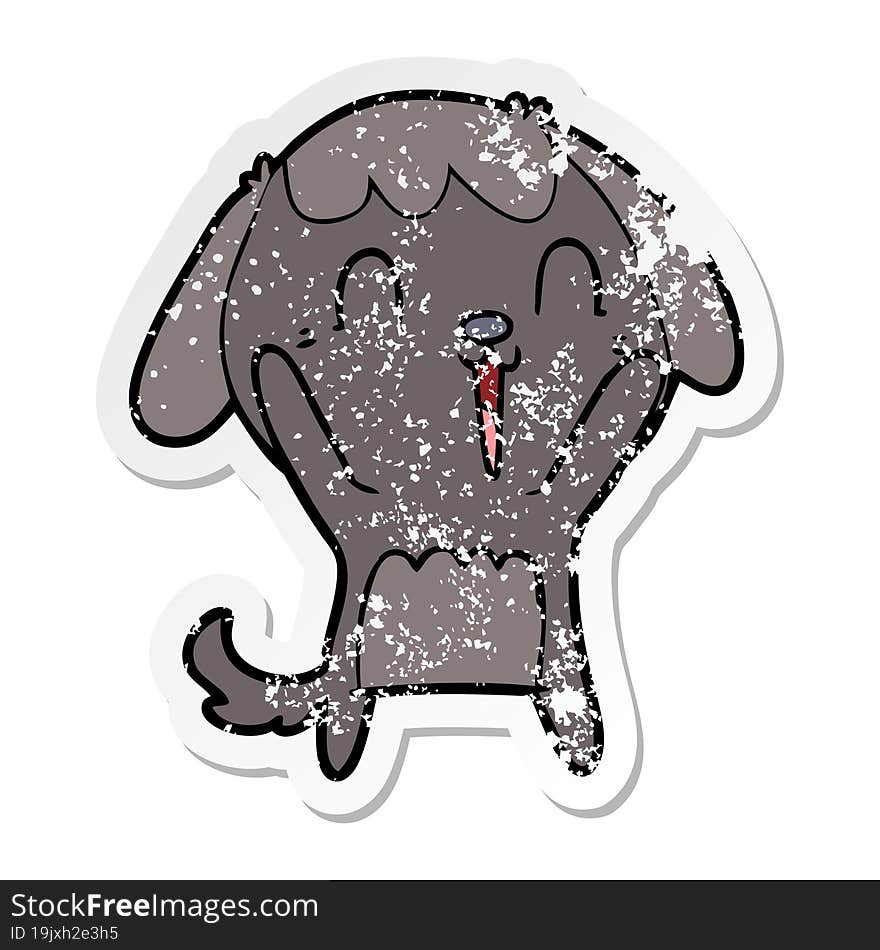 distressed sticker of a cute cartoon dog crying