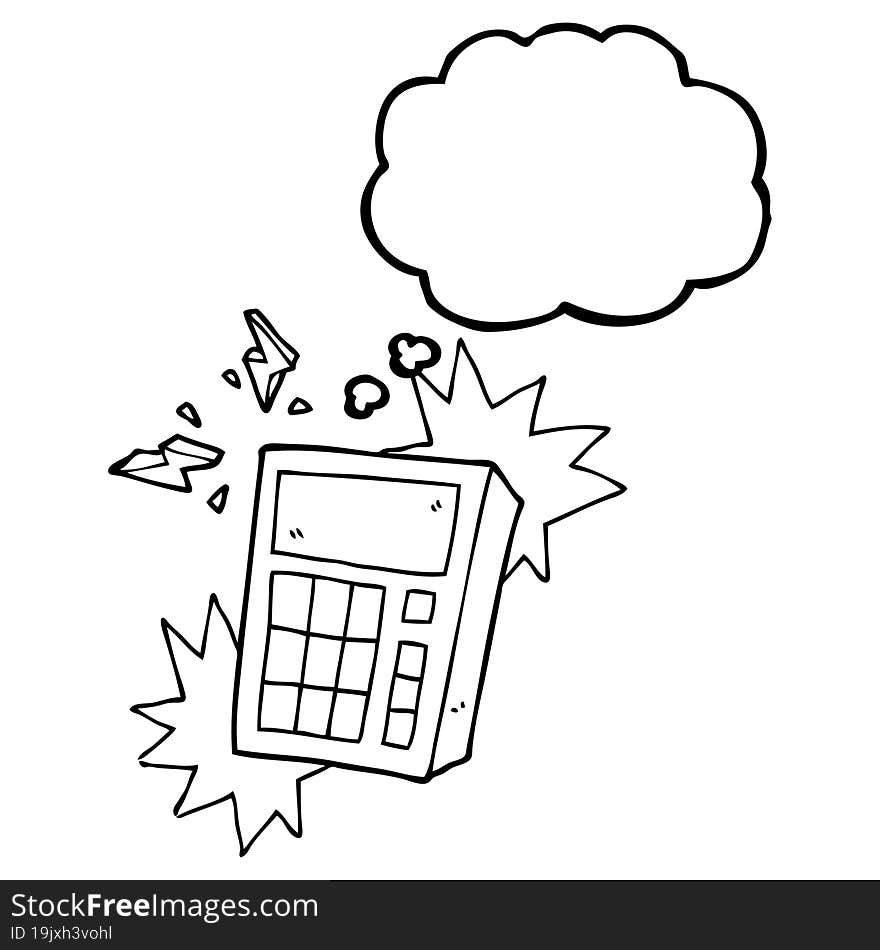 freehand drawn thought bubble cartoon calculator