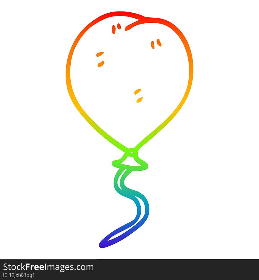 Rainbow Gradient Line Drawing Cartoon Balloon