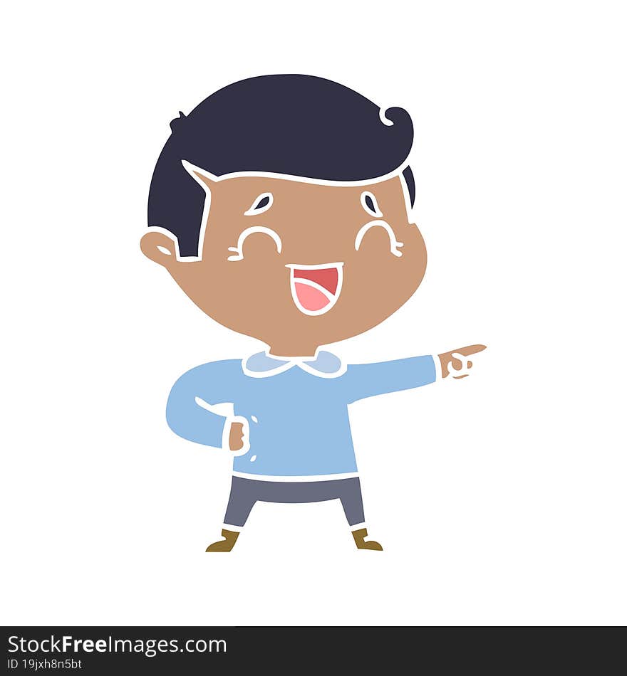 flat color style cartoon laughing man pointing