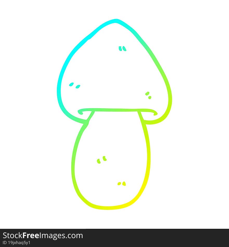 cold gradient line drawing of a cartoon mushroom