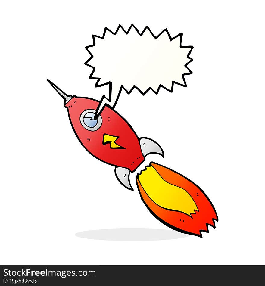 cartoon rocket with speech bubble