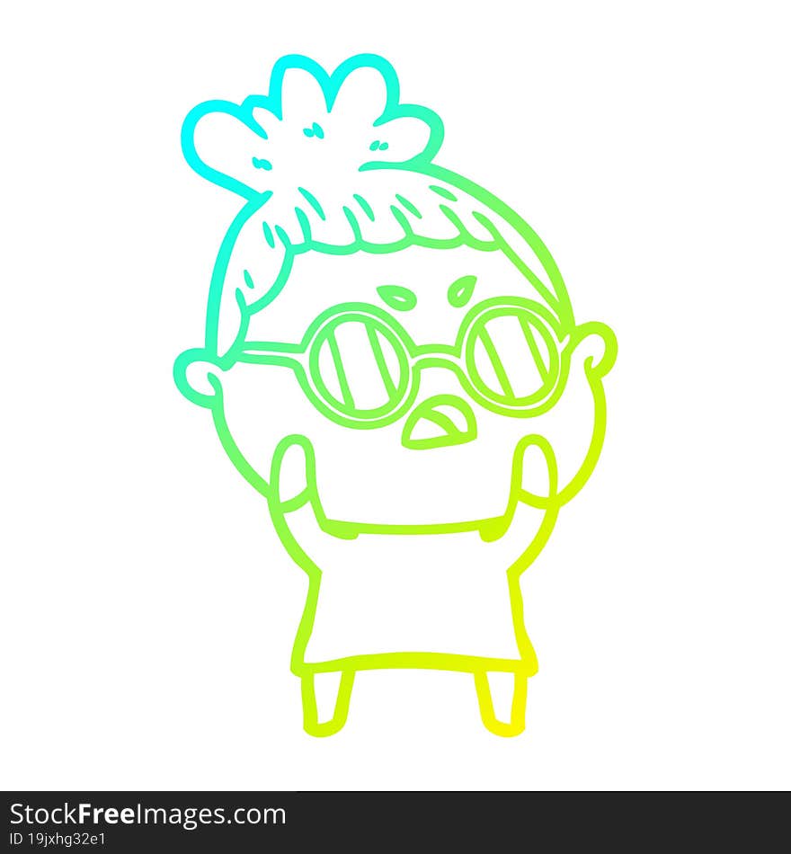 cold gradient line drawing cartoon annoyed woman