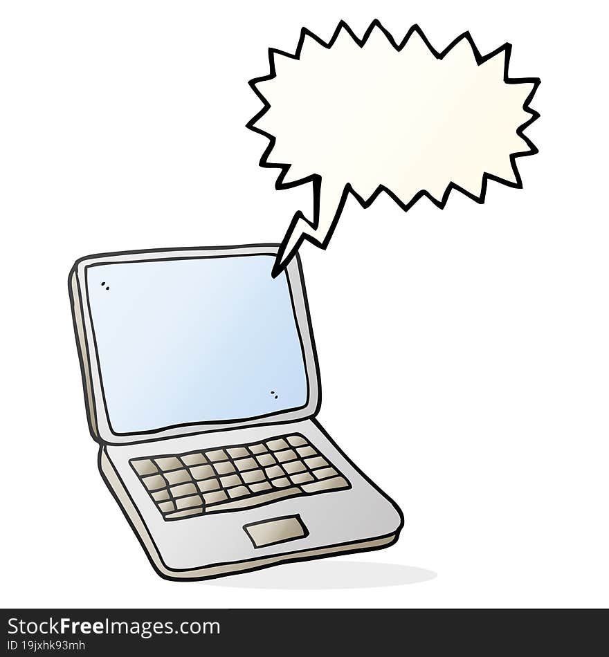 freehand drawn speech bubble cartoon laptop computer