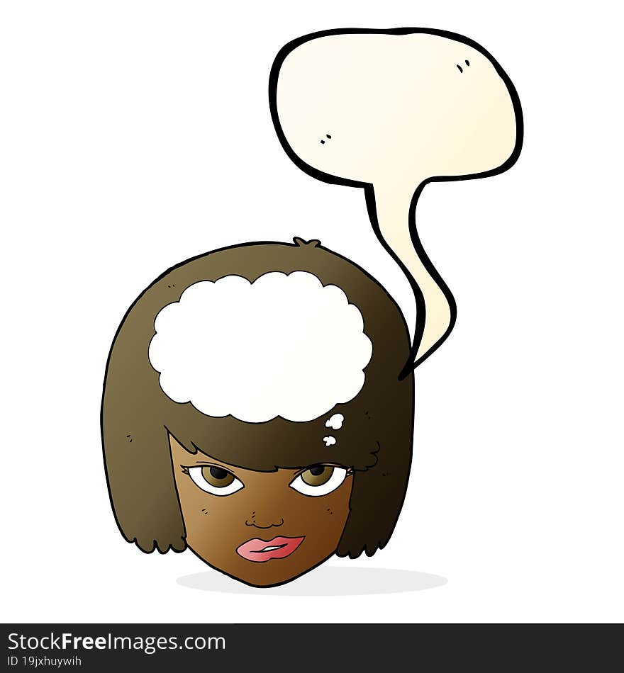 Cartoon Woman Thinking With Speech Bubble