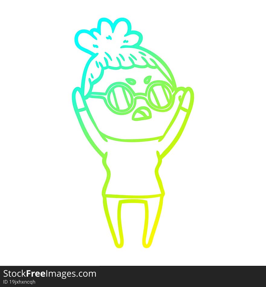 cold gradient line drawing cartoon annoyed woman