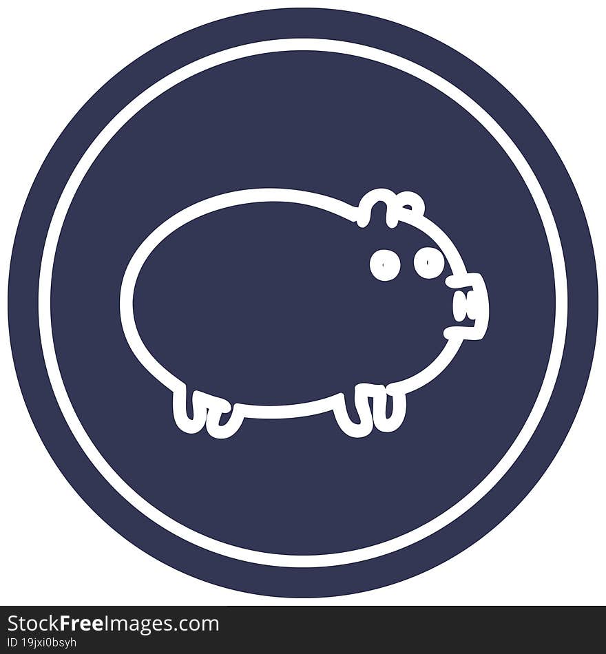 fat pig circular icon symbol