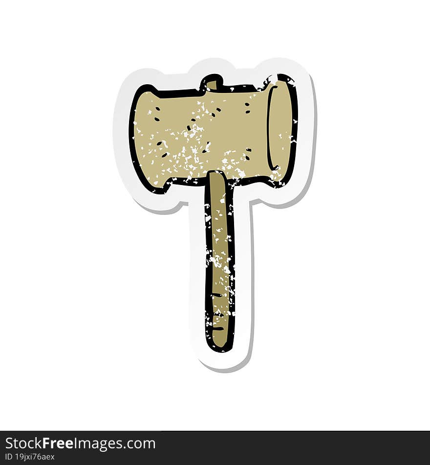 retro distressed sticker of a cartoon gavel