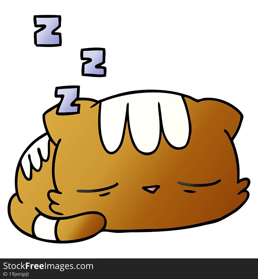 Gradient Cartoon Of Cute Kawaii Cat