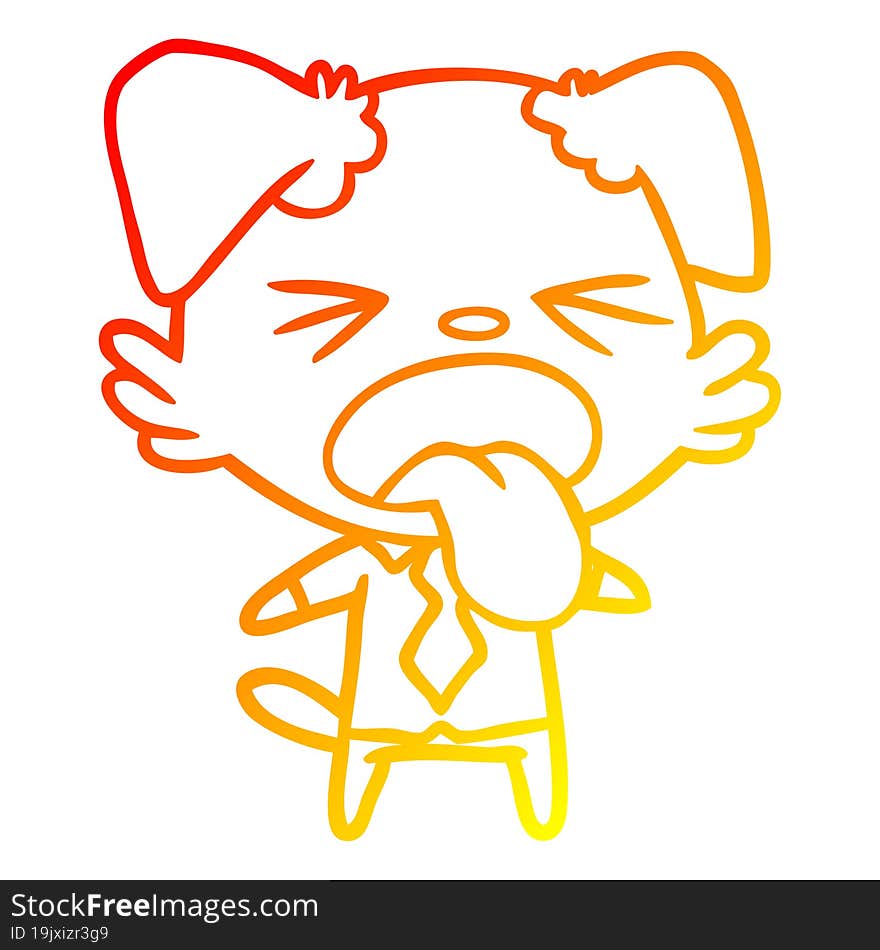 warm gradient line drawing cartoon disgusted dog