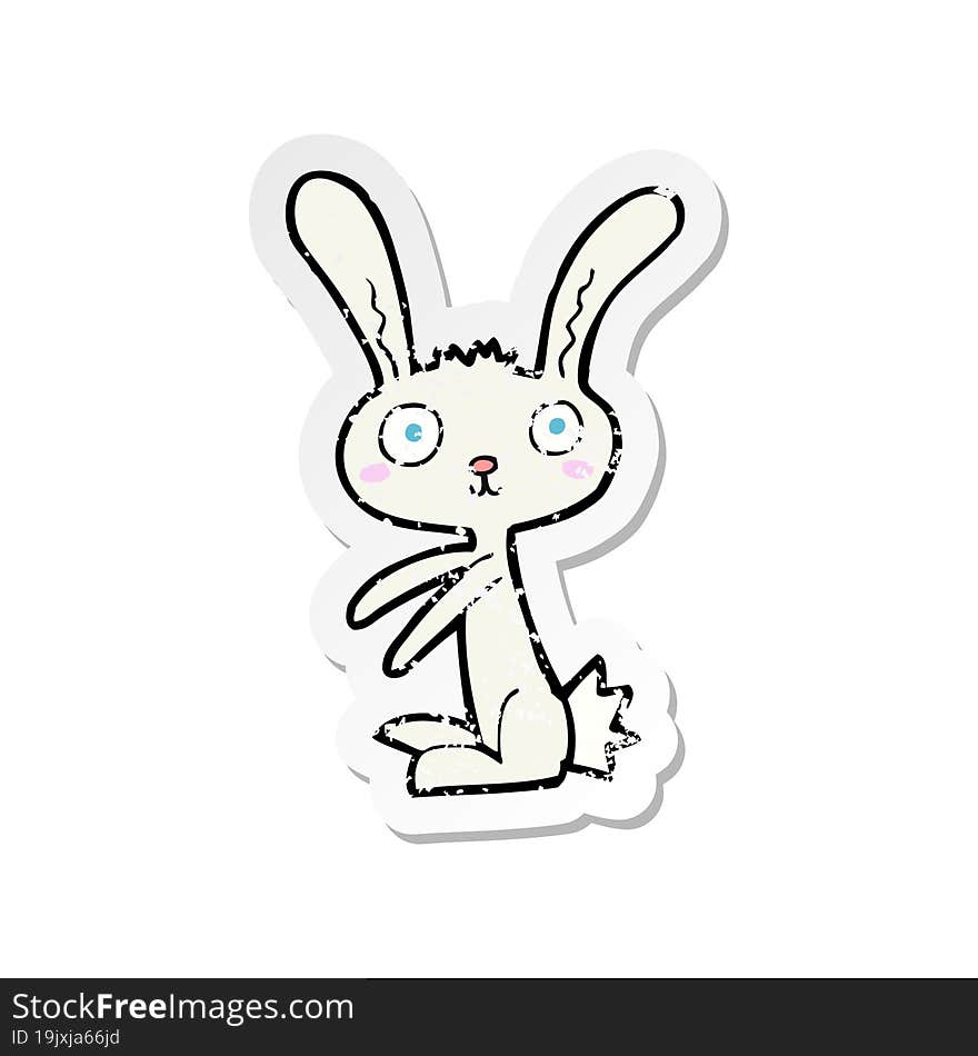 Retro Distressed Sticker Of A Cartoon Rabbit