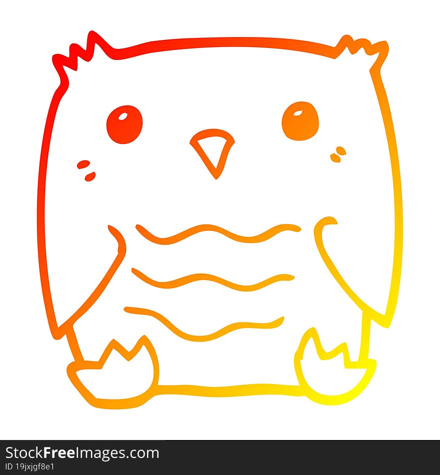 Warm Gradient Line Drawing Cartoon Owl