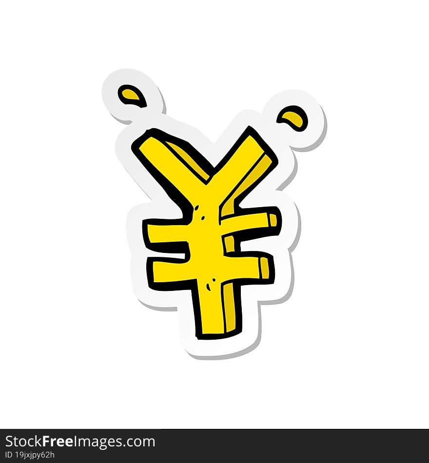 sticker of a cartoon yen symbol