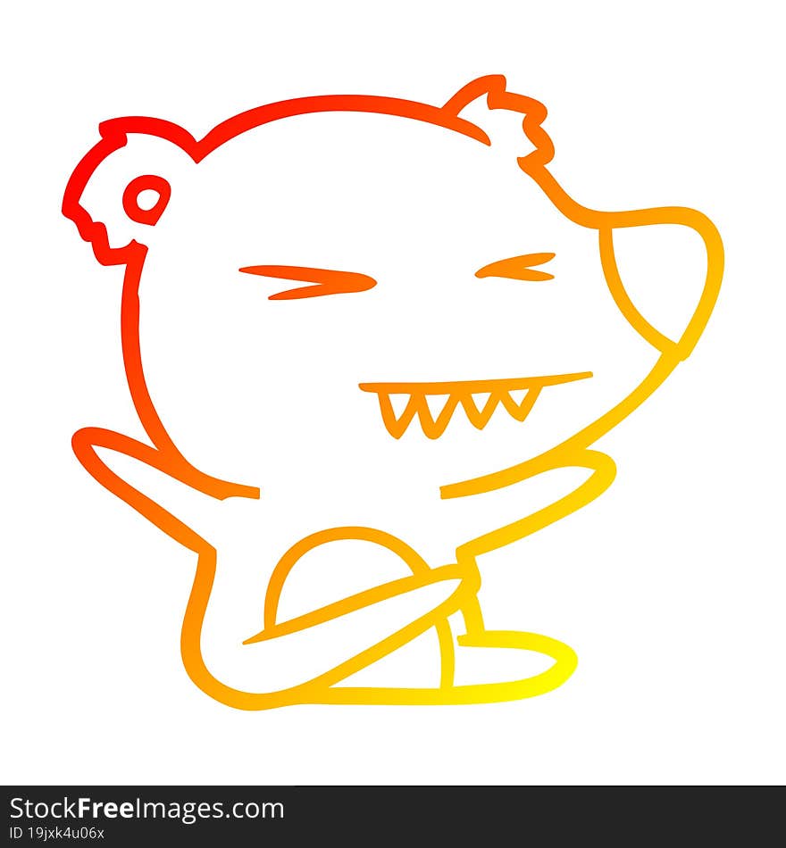 warm gradient line drawing of a angry bear cartoon