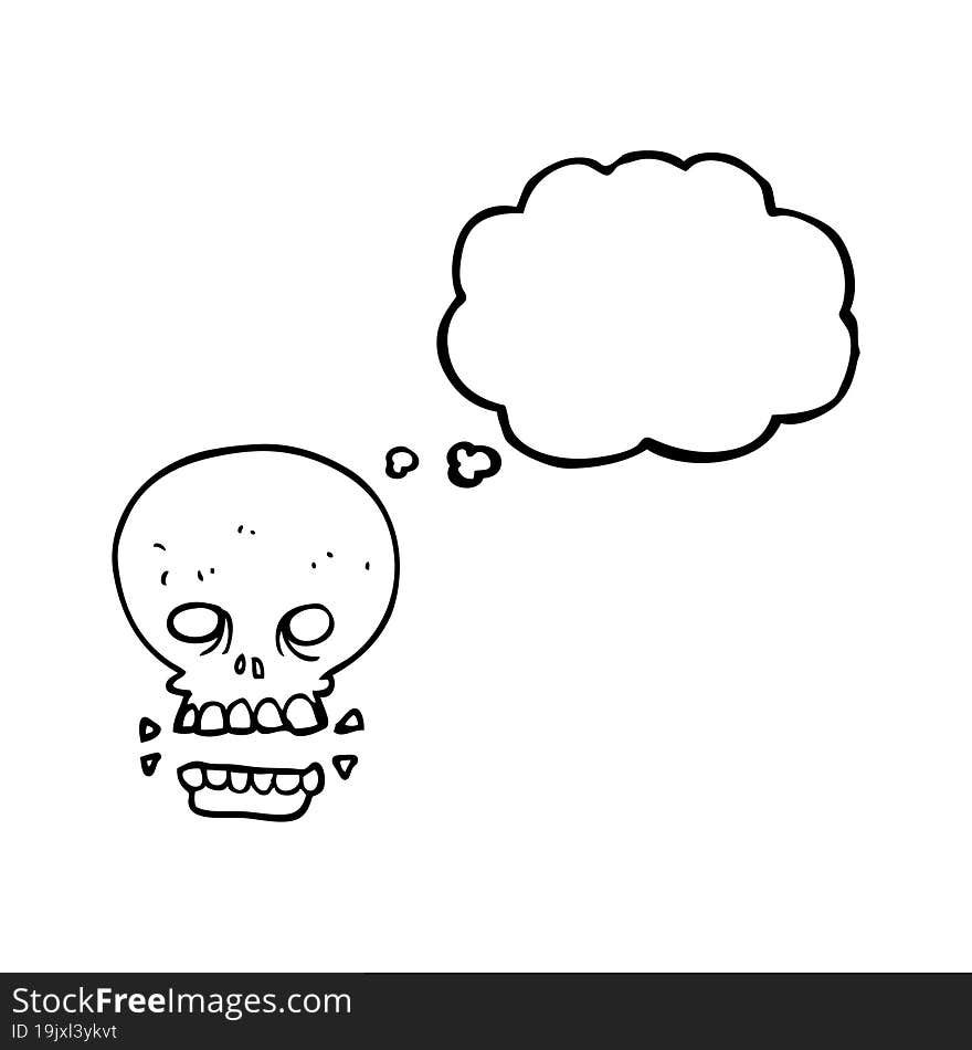 thought bubble cartoon scary skull