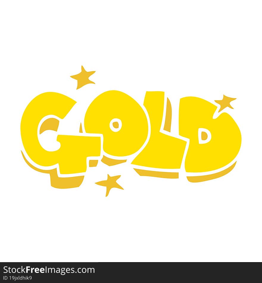 Flat Color Illustration Of A Cartoon Word Gold