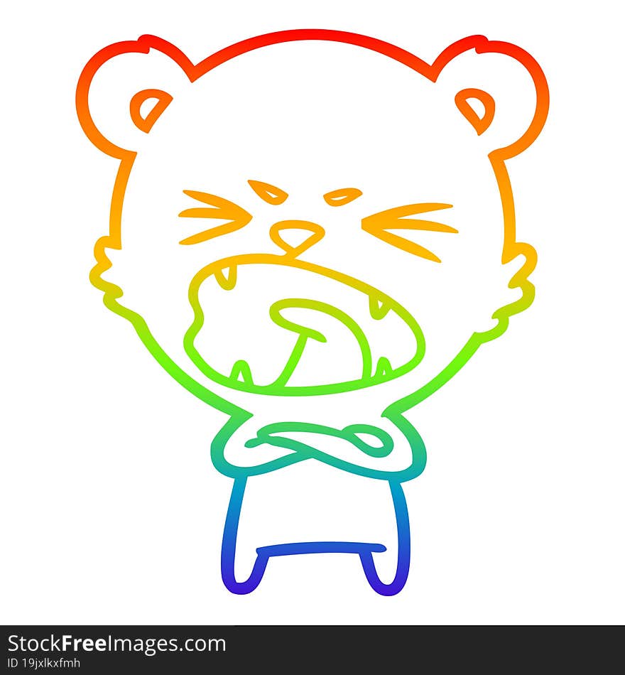 rainbow gradient line drawing angry cartoon polar bear