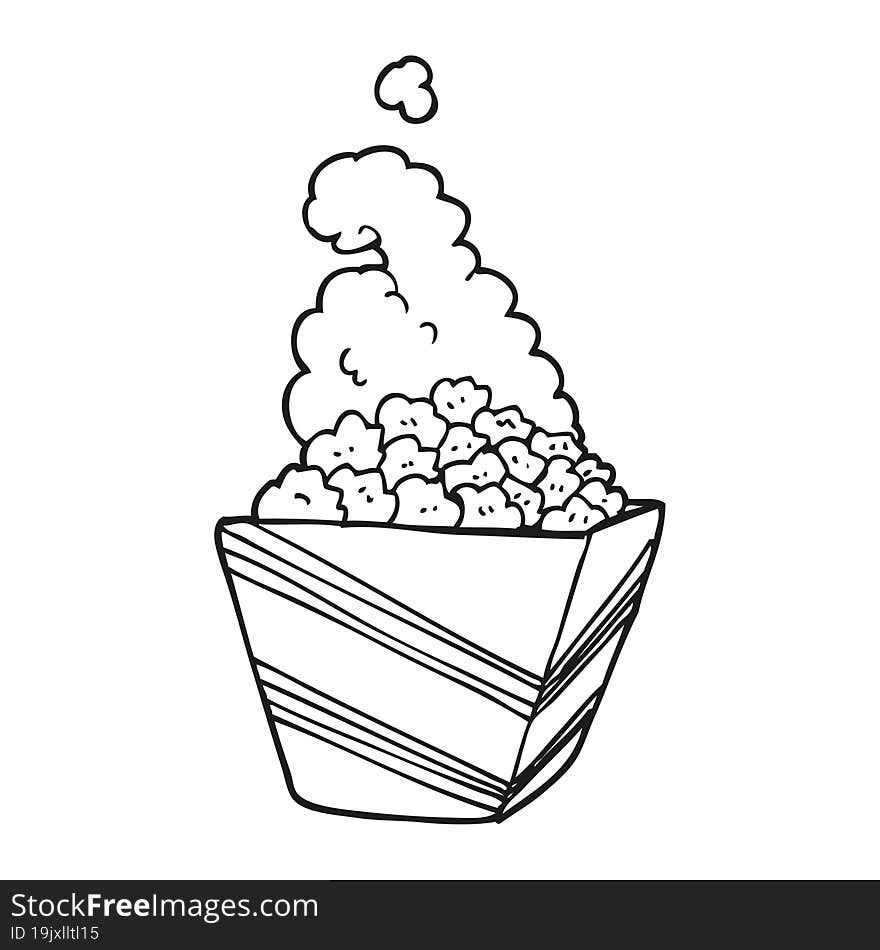 black and white cartoon fresh popcorn