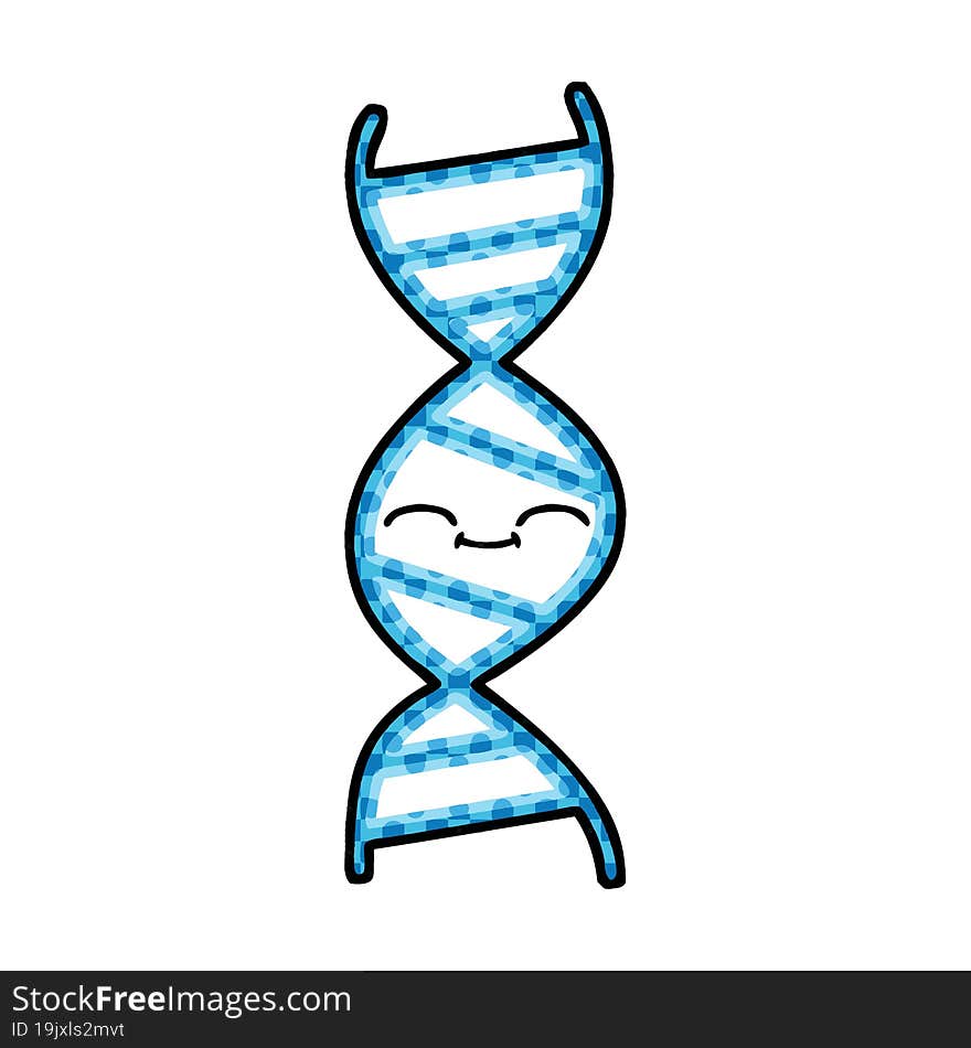 Comic Book Style Cartoon DNA Strand